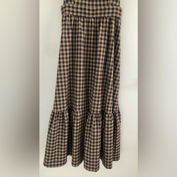 Urban Outfitters Brown Checkered Pinafore Midi Dress - Picture 3 of 9
